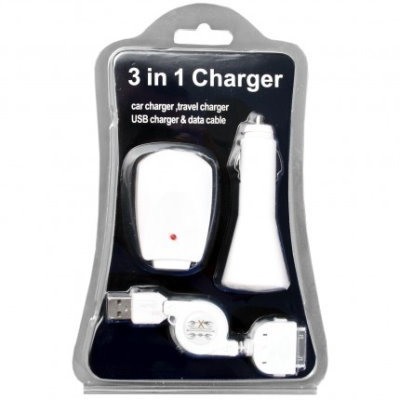 Adaptateur secteur + chargeur de voiture pour iPhone 3G S 