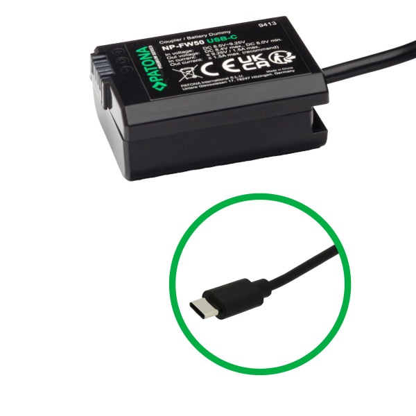USB-C Input Adaptateur de batterie pour Sony Alpha 7S II